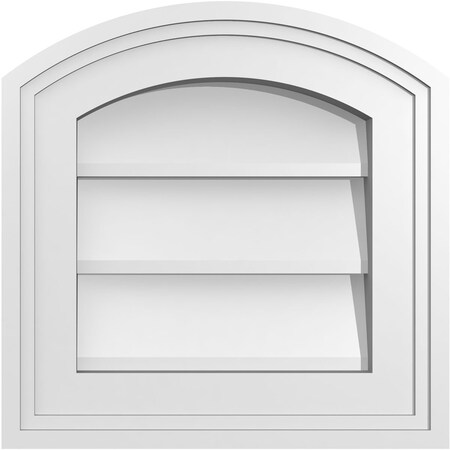 Ekena Millwork Arch Top Surface Mount PVC Gable Vent: Functional, w/ 2"W x 1-1/2"P Brickmould Frame, 12"W x 12"H GVPAR12X1202SF